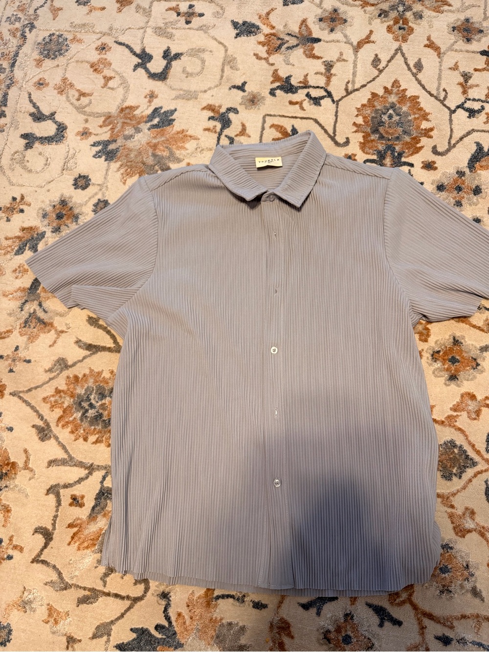YoungLA Men’s Short-Sleeve Button-Down Shirt - Light Gray